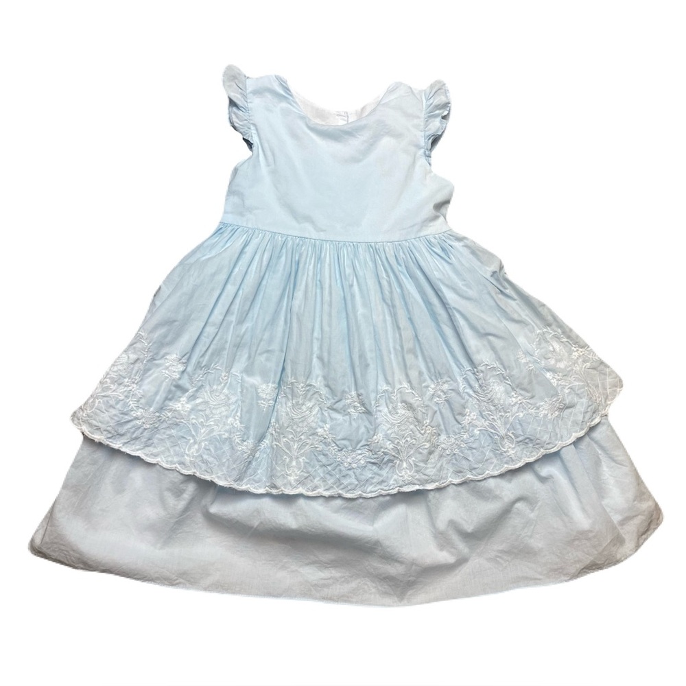 Laura Ashley London‎ Elegant Light Blue Dress w/ White Embroidery Girl's 6